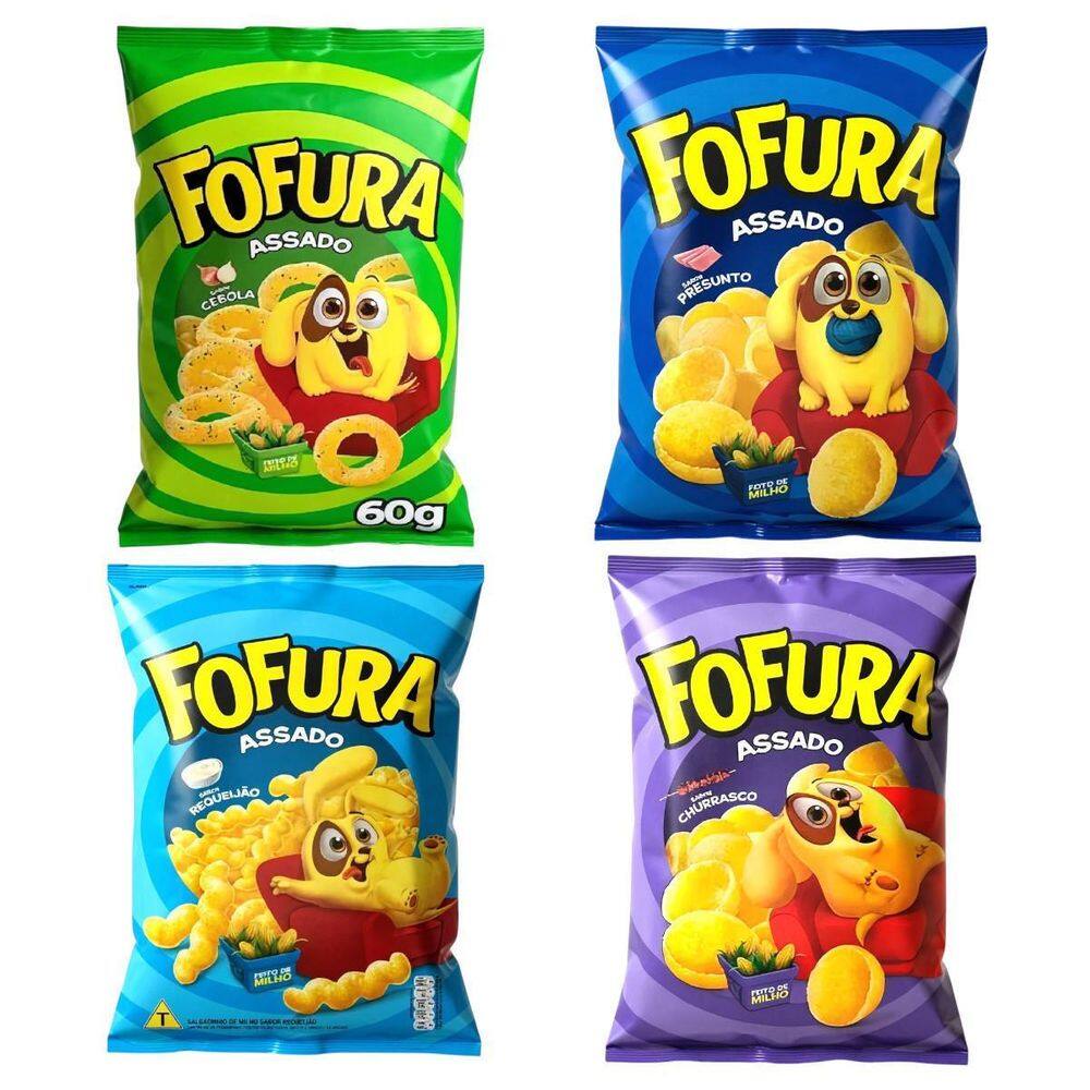Kit 50 Salgadinhos Fofura Sabores Diversos Lanche Escola 60G