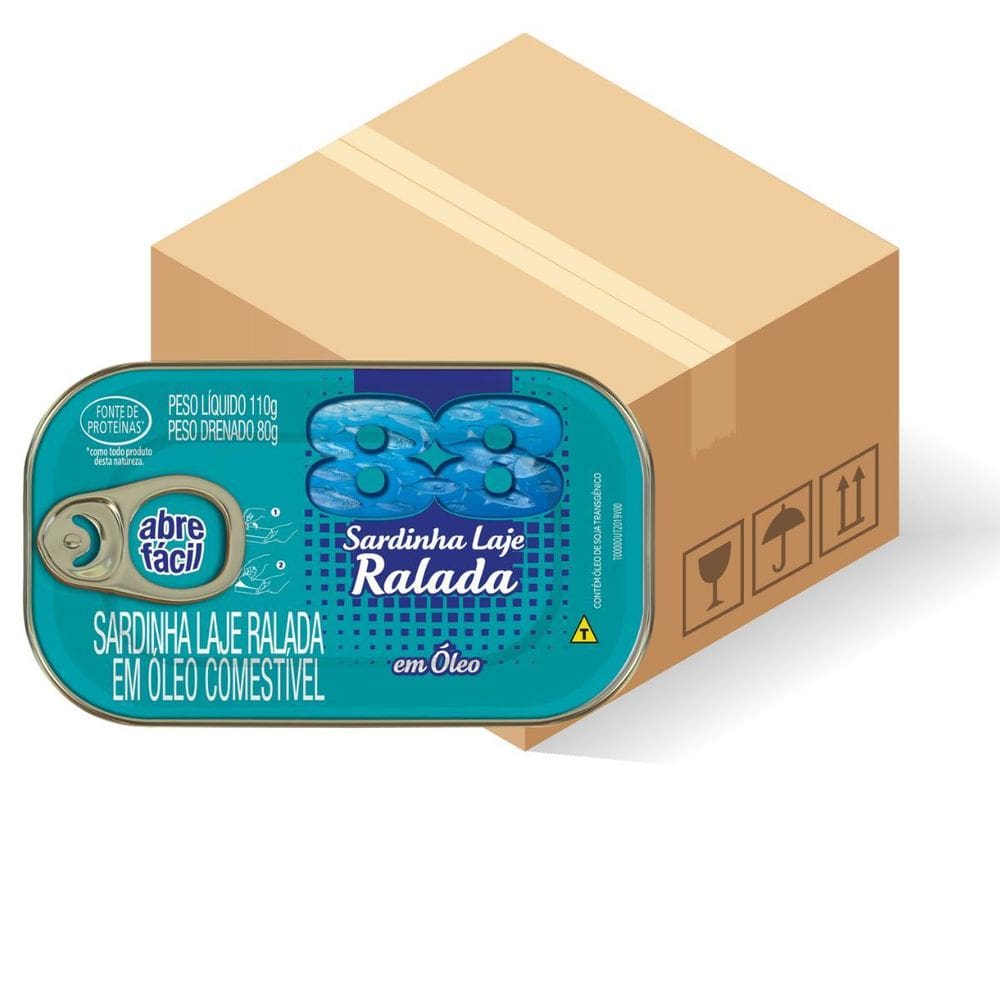 Caixa Com 50 Sardinha Kit Laje Ralada Em Óleo 88 Lata 80G