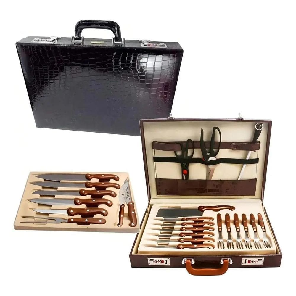 Faqueiro Churrasco Gril 25 Pc Maleta Executiva Luxo Alemanha
