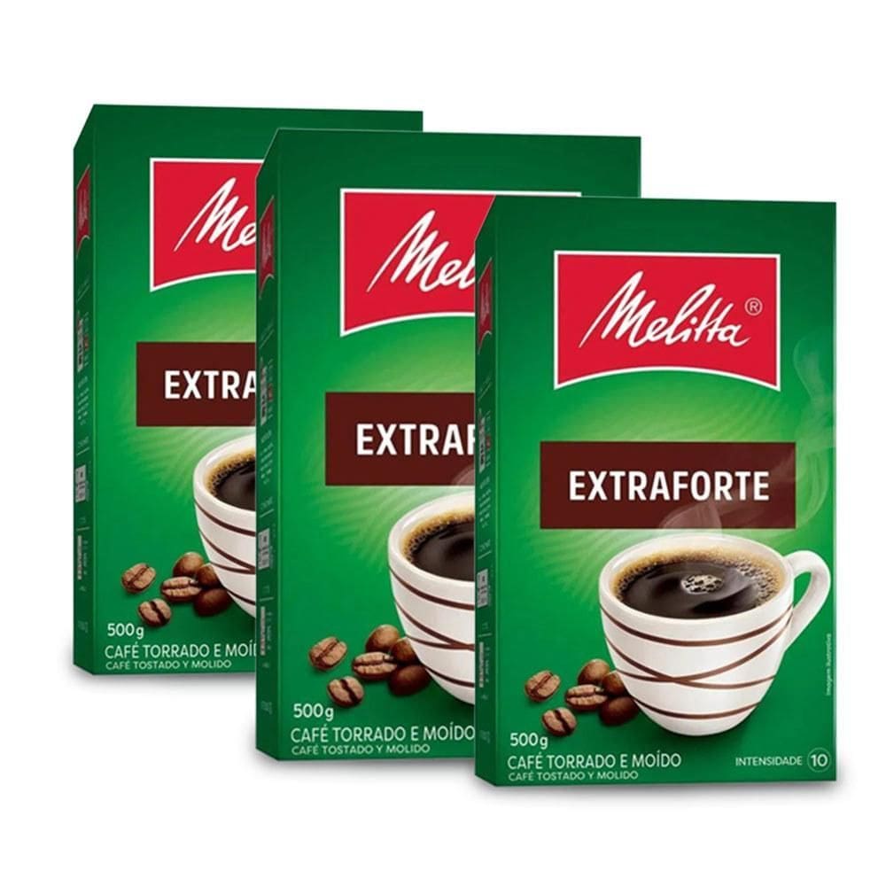 Café Moído Melitta Extra Forte A Vácuo Kit 3 Pacotes De 500G