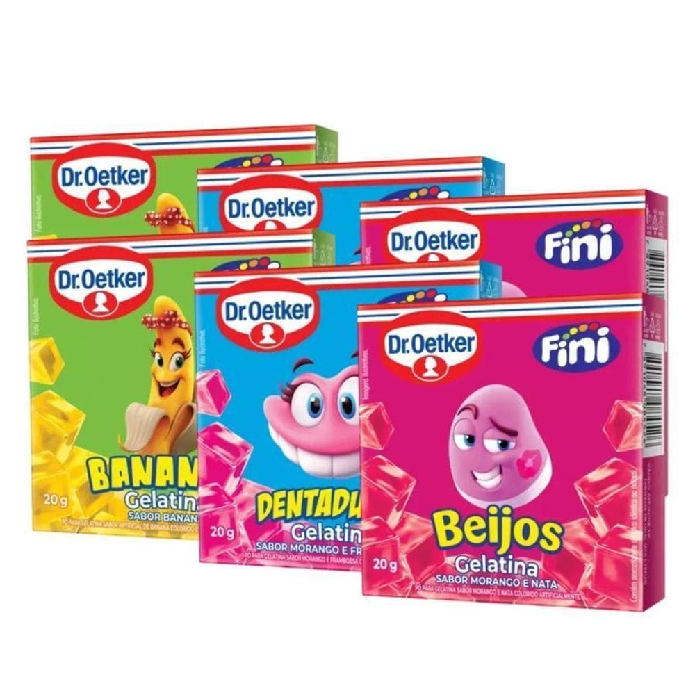 6 Gelatina Fini Dr Oetker 20G Dentadura, Beijos E Banana