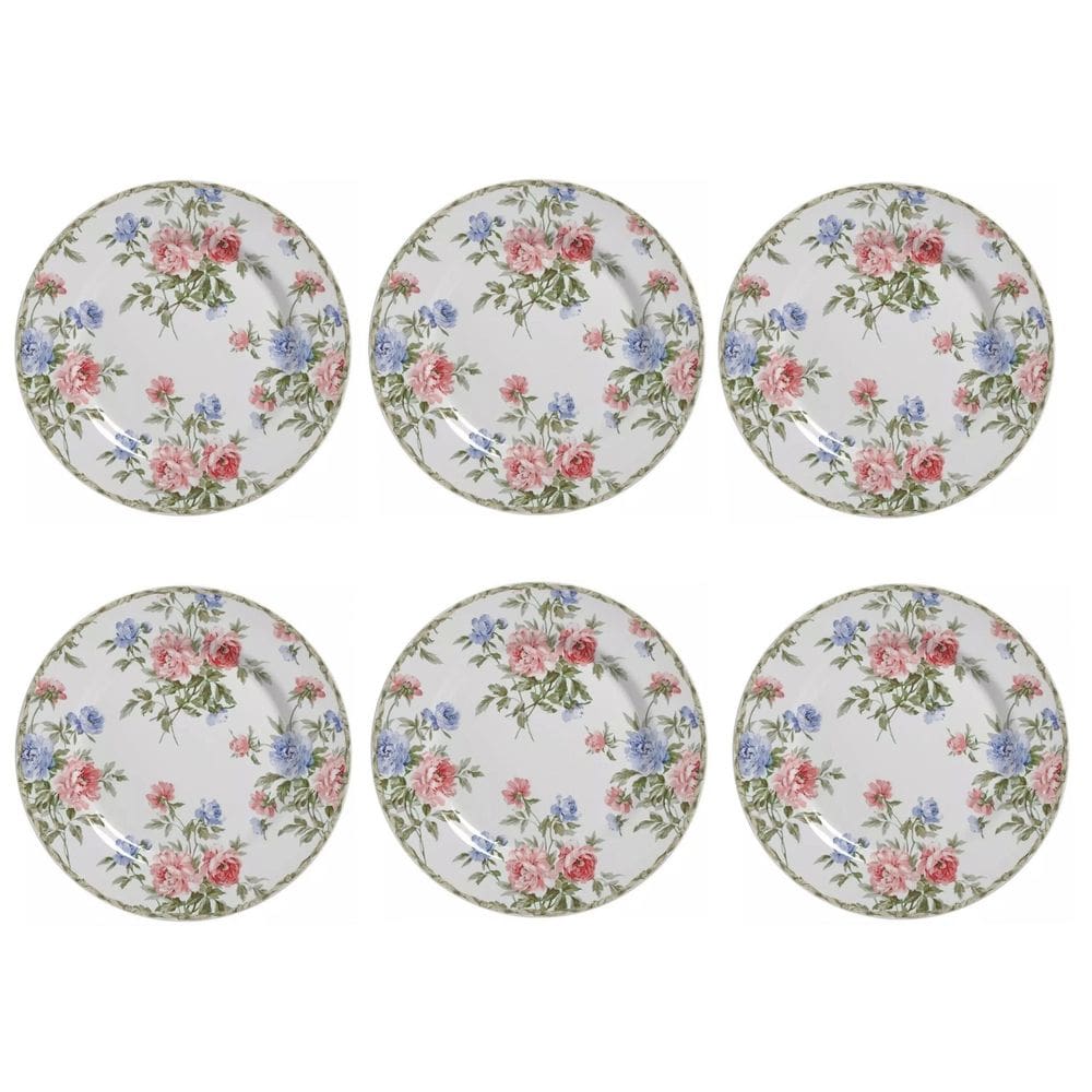 Jogo de Pratos de Sobremesa Romântica - 21cm - 6 Peças - Alleanza