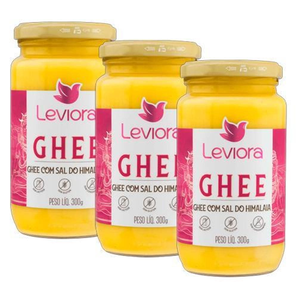 Kit 3X: Manteiga Ghee Sal Do Himalaia Sem Lactose Leviora