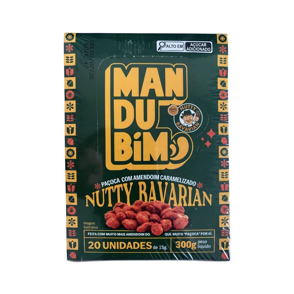 Paçoca Rolha Nutty Bavarian Mandubim (Cx c/ 20 un de 15g)