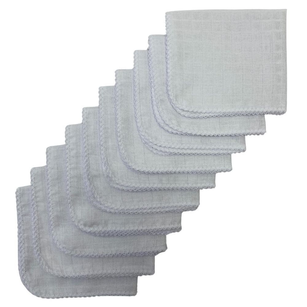 Kit Com 5 Fraldas De Boca Quadriculado 33X33Cm Branco