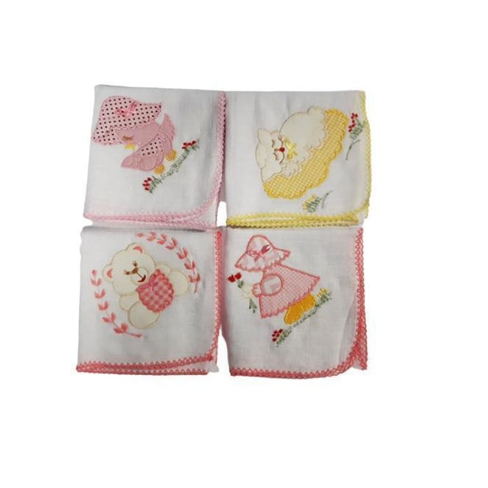 Kit 3 Fraldas De Pano Bordada De Crochê 70X70 - Rosa