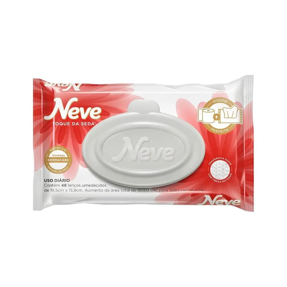 Lenço Umedecido Neve Toque De Seda Com 48 Unidades