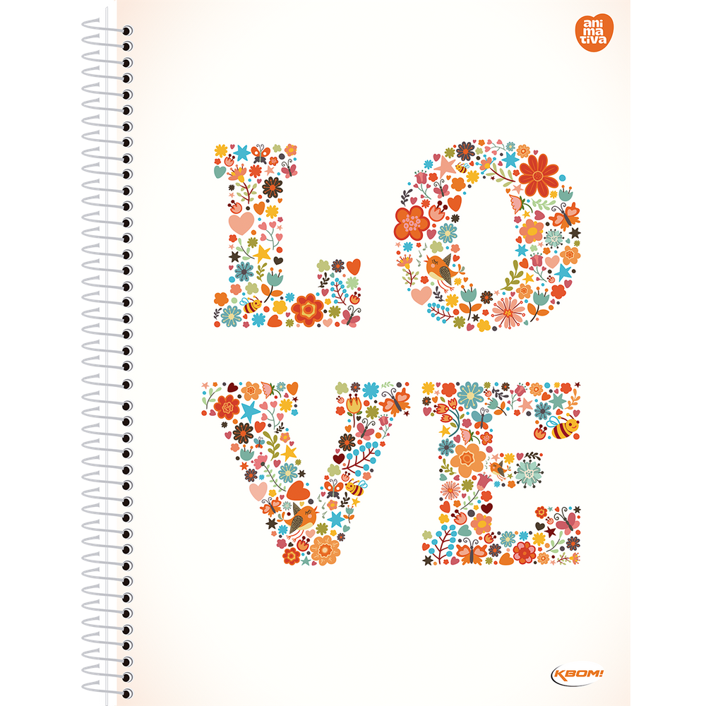 Caderno Espiral CD Unviversitário 10 Matérias KBOM Feminino 200 Folhas Animativa