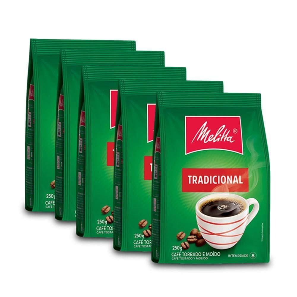 Café Moído Melitta Tradicional Kit 5 Pacotes De 250G