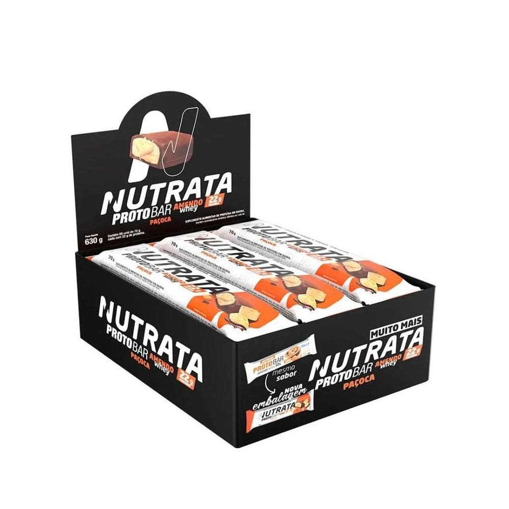 Display 9 Un Barra Proteica Protobar 70G Nutrata - Paçoca