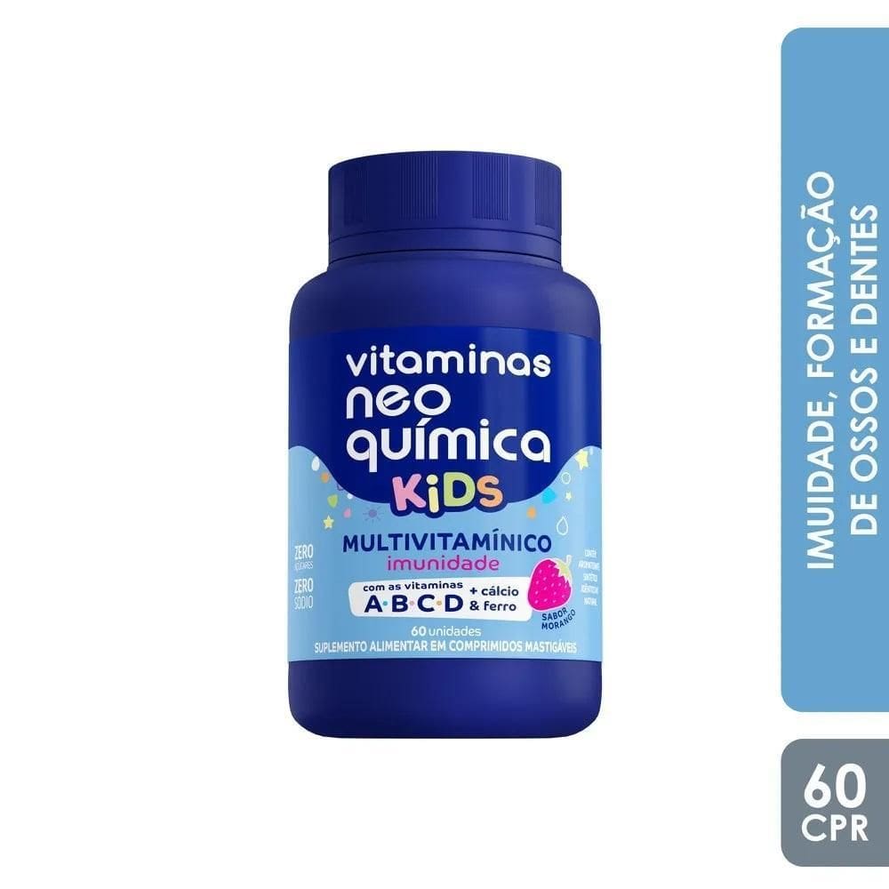 Vit Kids Neo Quimica Morango Zero Açúcar 60 Comp Mastigáveis