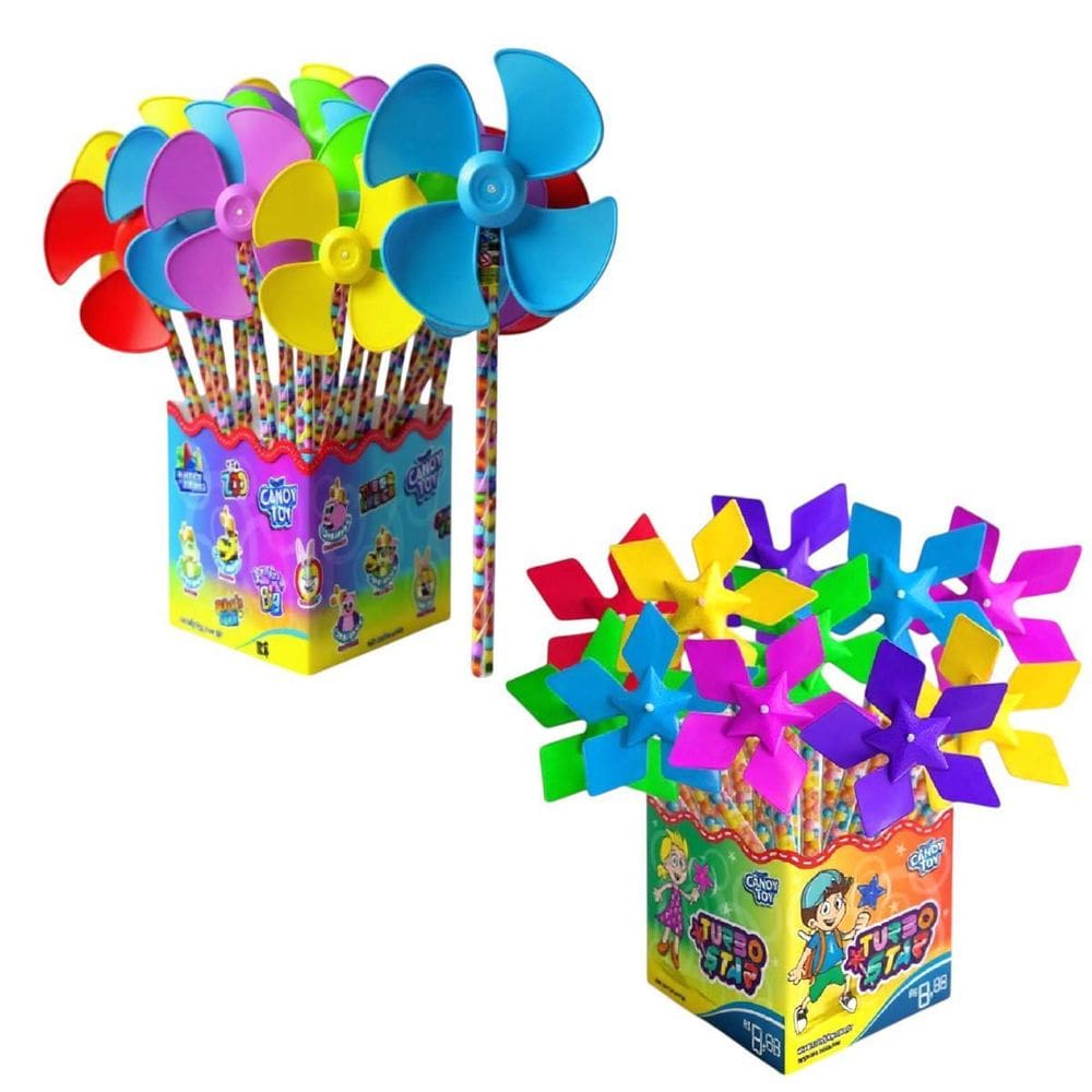 Combo 3 Catavento Com Doces Balinhas 22Gr Para Crianças