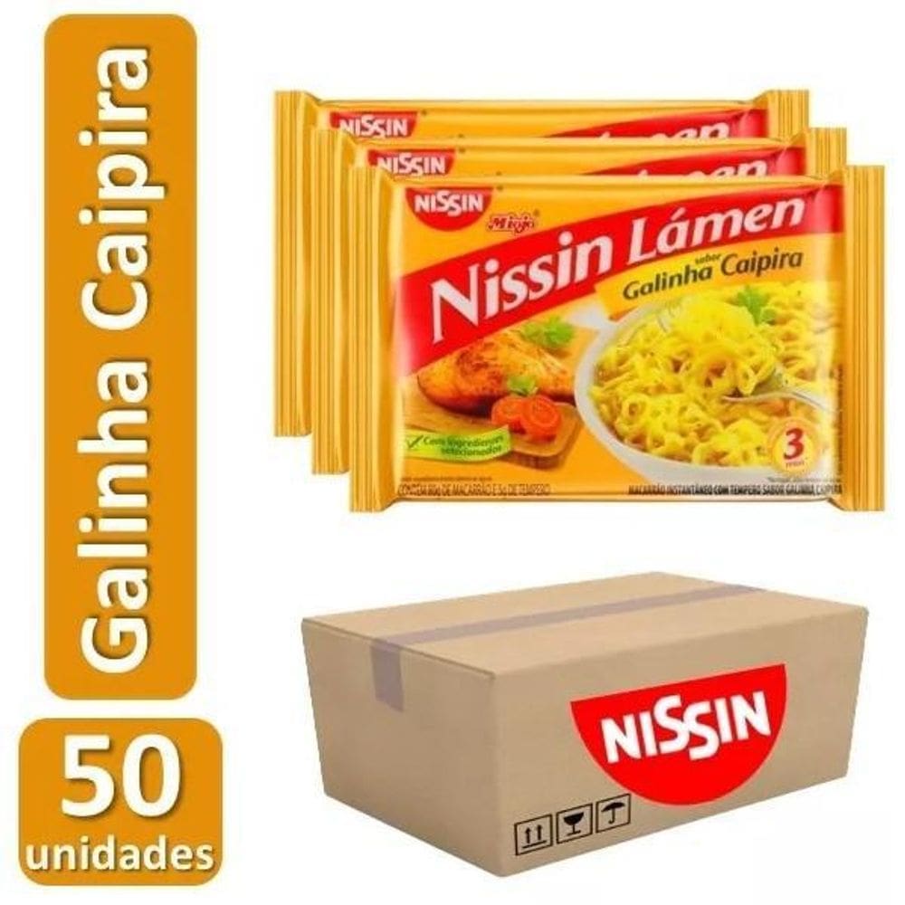 Macarrão Instantâneo Galinha Caipira Nissin Miojo 85G Cx 50