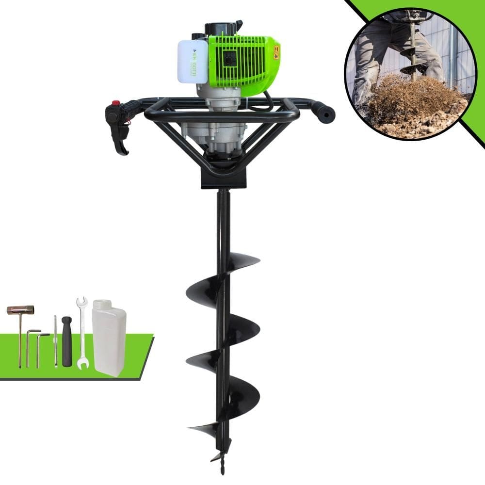 Perfurador de Solo Perfuratriz Menegotti MPS-52 À Gasolina 52cc 1,8HP 9.000rpm Motor 2 Tempos Completo Com Broca 80X20cm