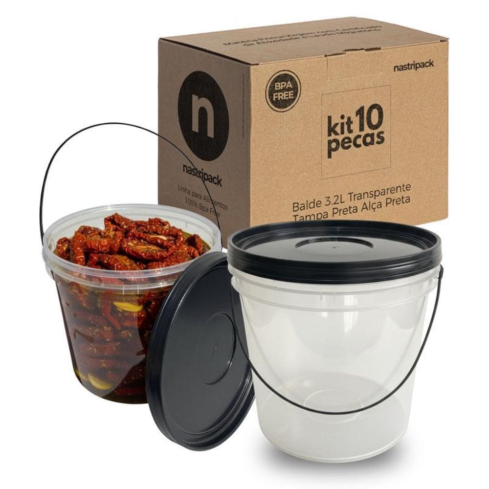 Balde 3.2L Plástico Suplemento Alimentar Prático - 10 Pçs