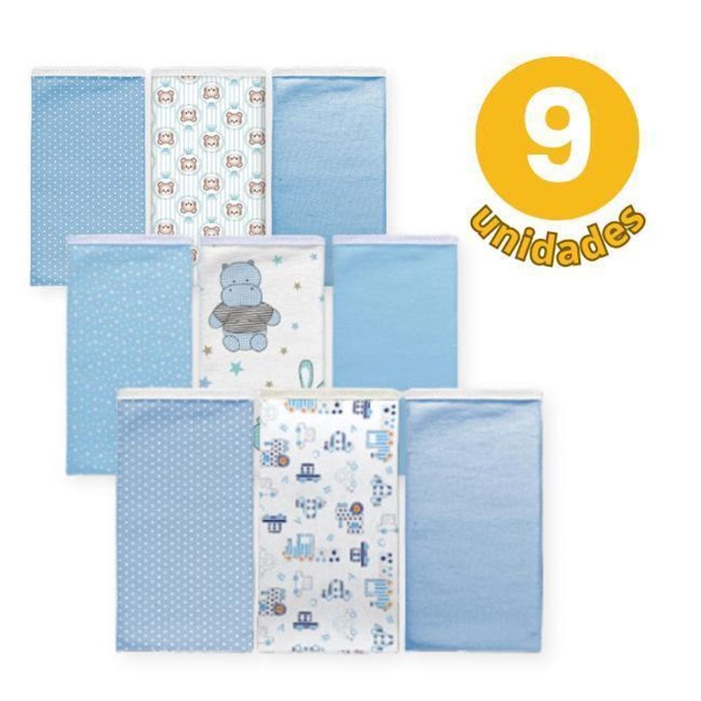 Kit 9 Pano De Boca Bebê Viés Babete Fralda Babador Masculino