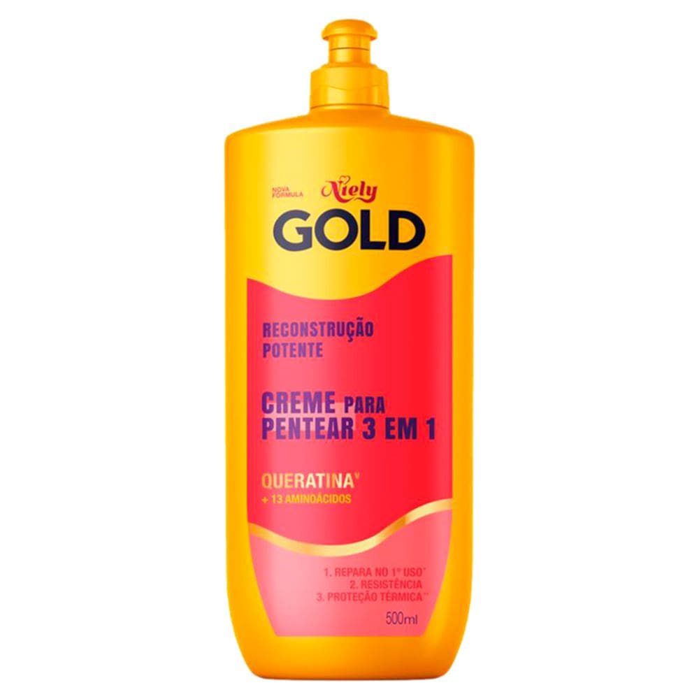 Creme de Pentear Niely Gold 3 em 1 Reconstrução Potente 500ml