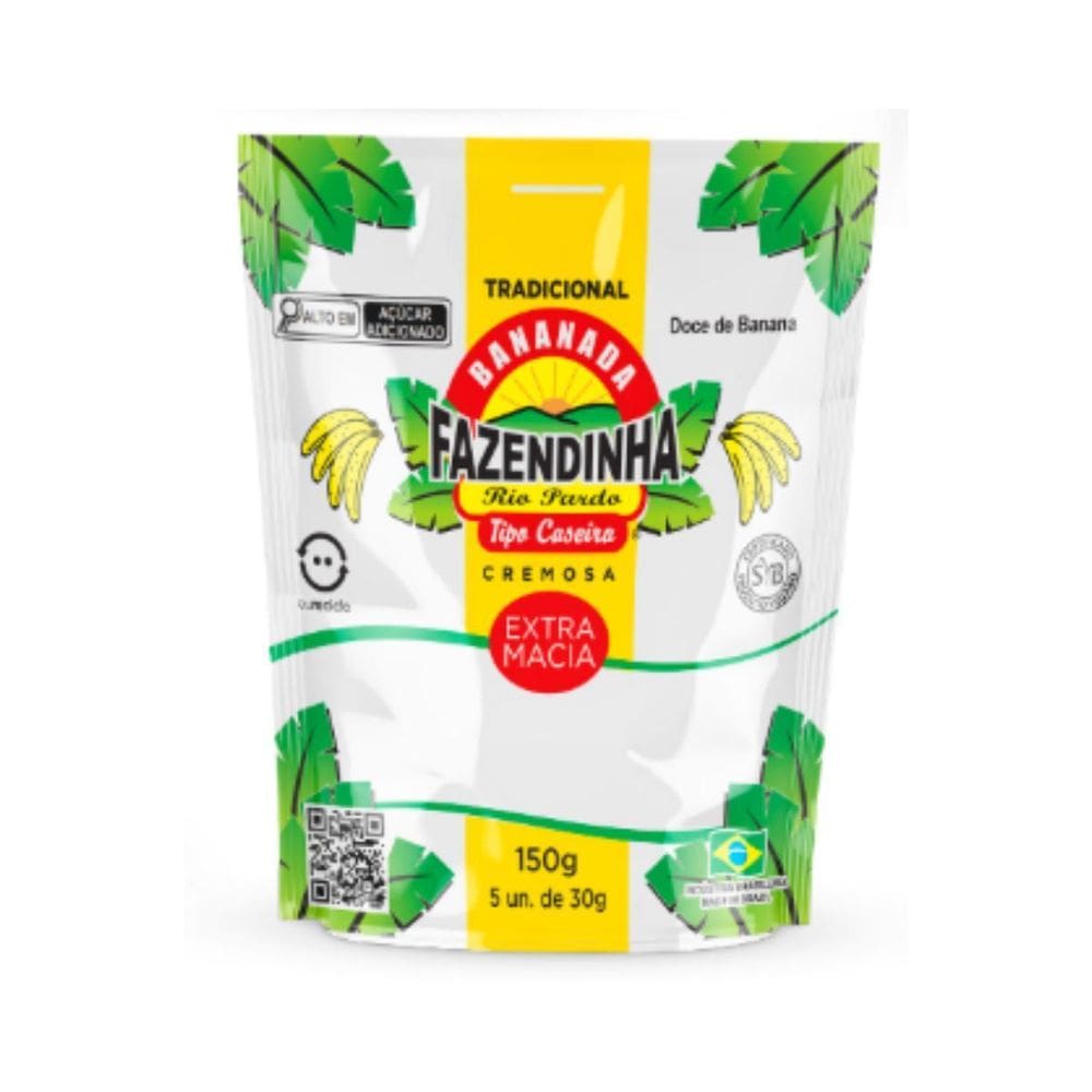 Doce Bananada Tradicional 150G Com 5 Unidades Fazendinha