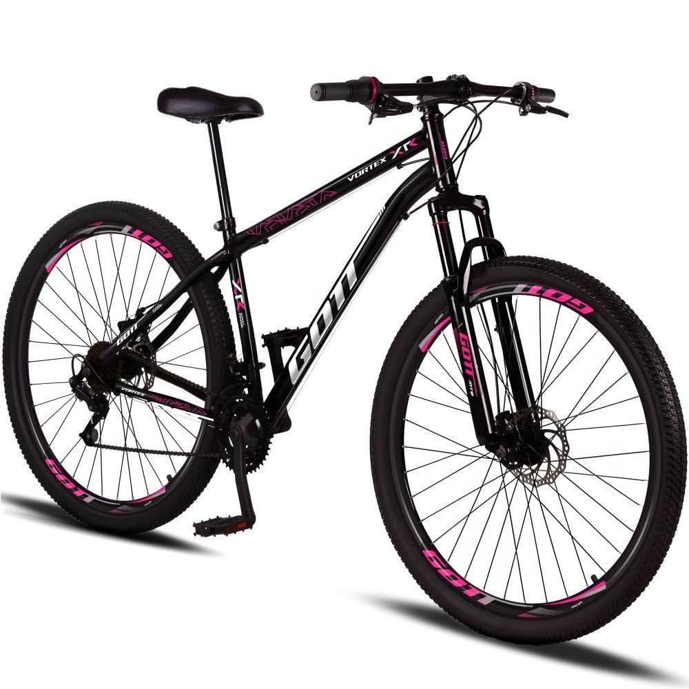 Bicicleta Aro 29 Aço Carbono Gott Vortex Rx 21v Com Suspensão E Freio A Disco Preto-rosa