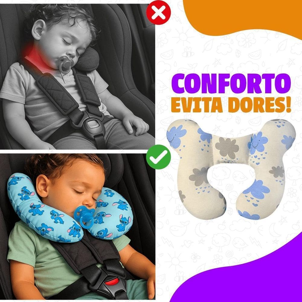 Almofada Para Pescoço Bebe Conforto Fofinha Apoio De Cabeça