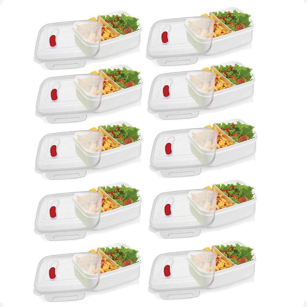 Kit 10 Marmita Due Com 2 Divisórias Para As Comidas 600Ml