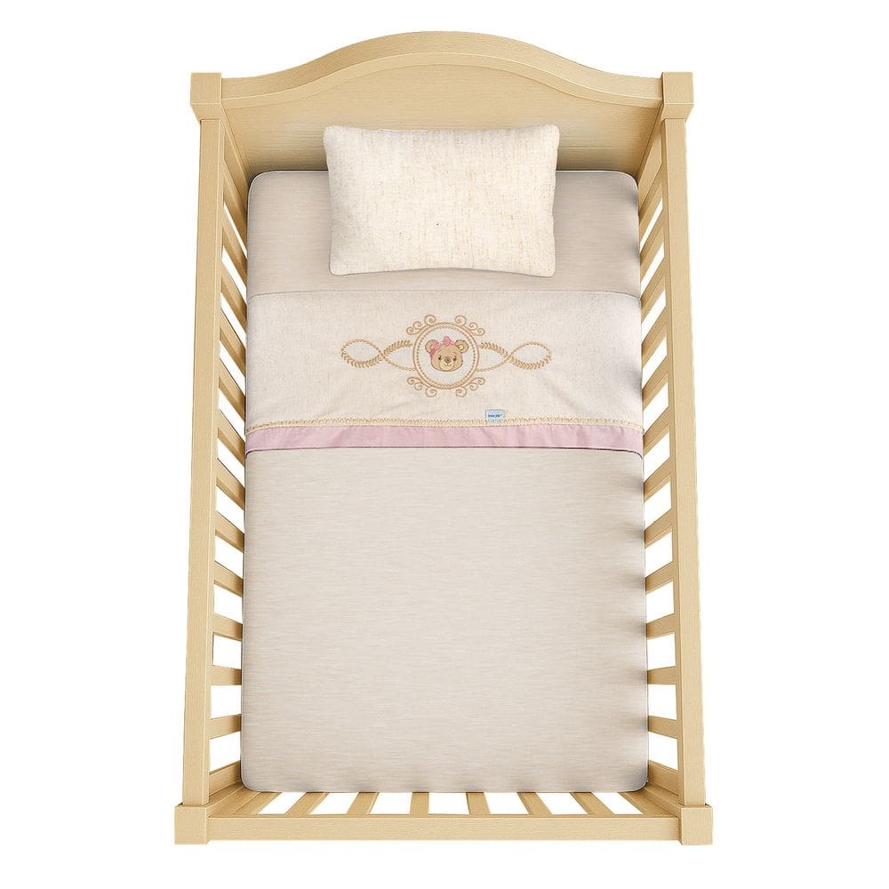 Jogo de Lençol com Elástico para Berço Americano liso com Vira Bordada