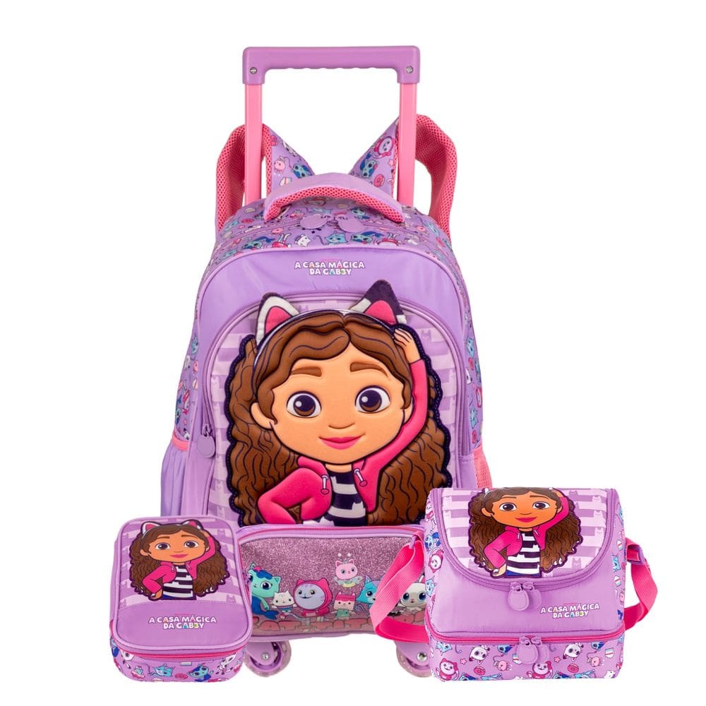 Mochila Rodas 360 Lancheira Térmica Estojo Box Casa da Gabby