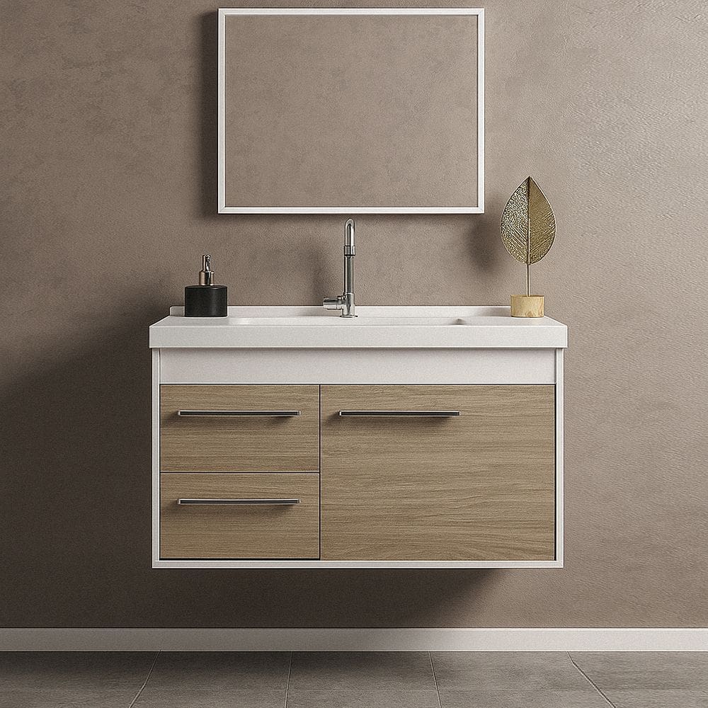 Gabinete Armário para Banheiro 60cm MDF com Cuba - Potenza Berlin