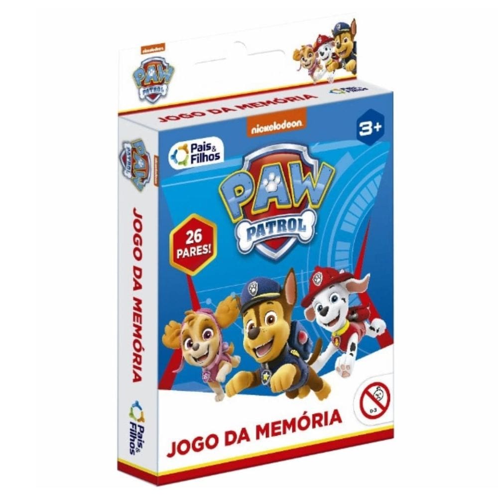 Jogo da Memória Interativo Patrulha Canina +3 Infantil 26 Pares Pais e Filhos
