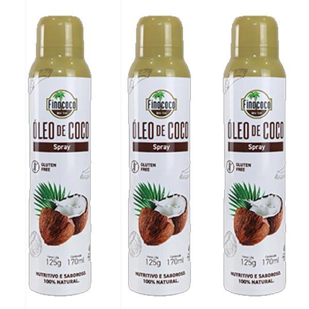 Kit 3X: Óleo De Coco Extra Virgem Spray Finococo 170Ml