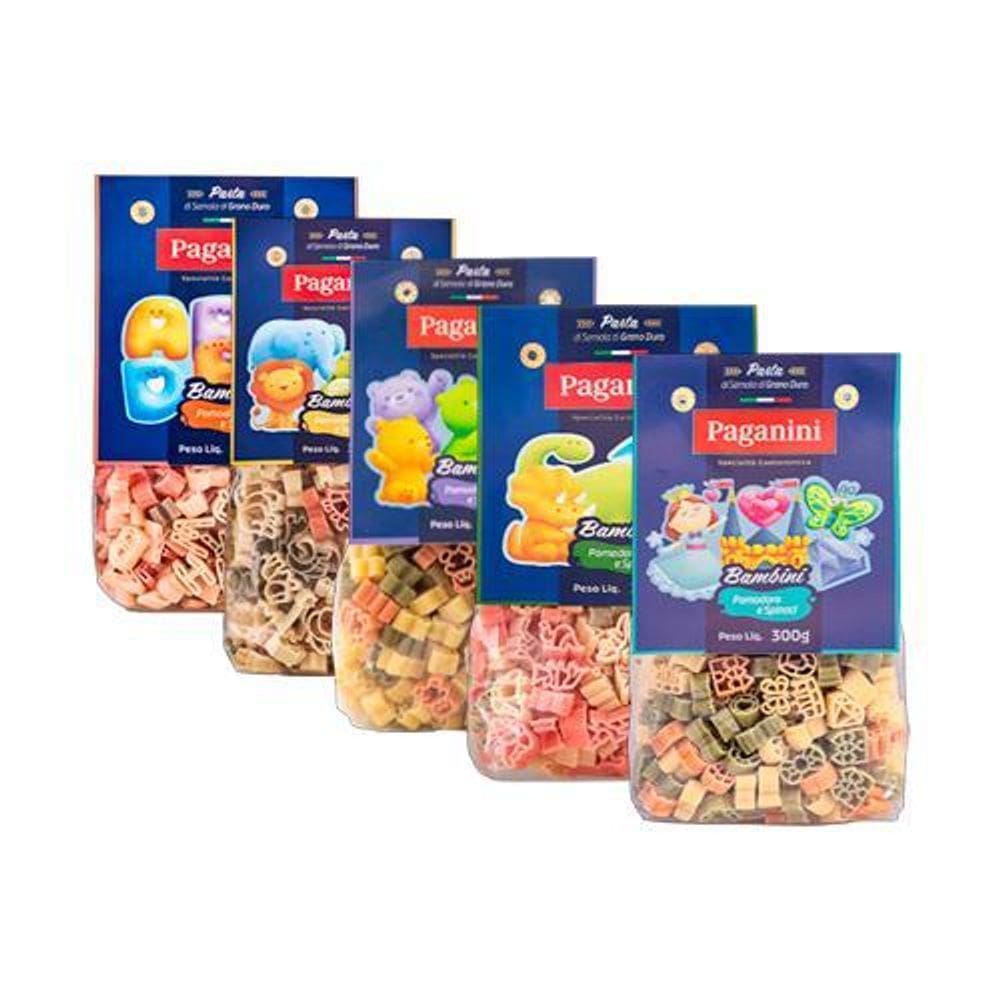 Kit 5 Macarrão Bambini Paganini: Letrinhas, Bichinhos,