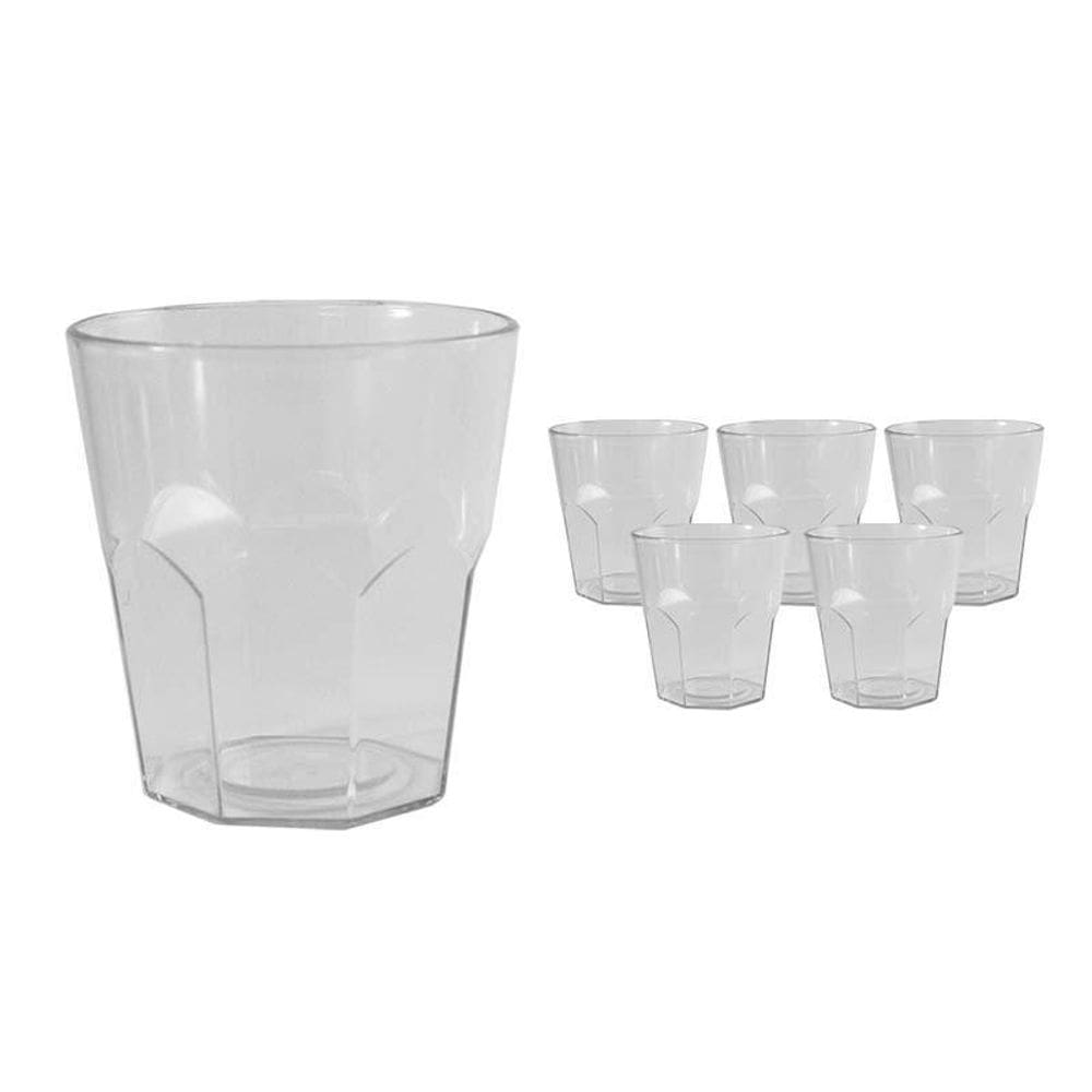 Kit 6 Copos Mini Roma Cristal 300Ml Plástico
