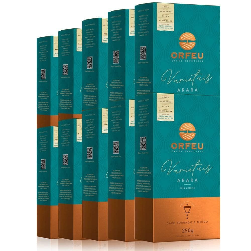 Café Moído Premium Orfeu Arara Kit 10 Pacotes De 250G