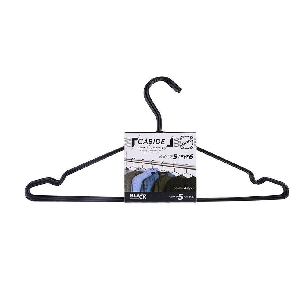 Conjunto 6 Cabides Com Cavas Black- Arthi