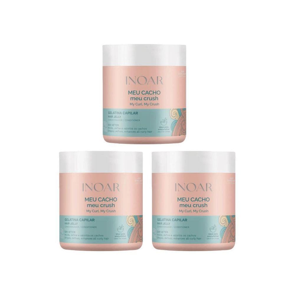 Gelatina Capilar Inoar Meu Cacho Meu Crush 500G - Kit 3Un