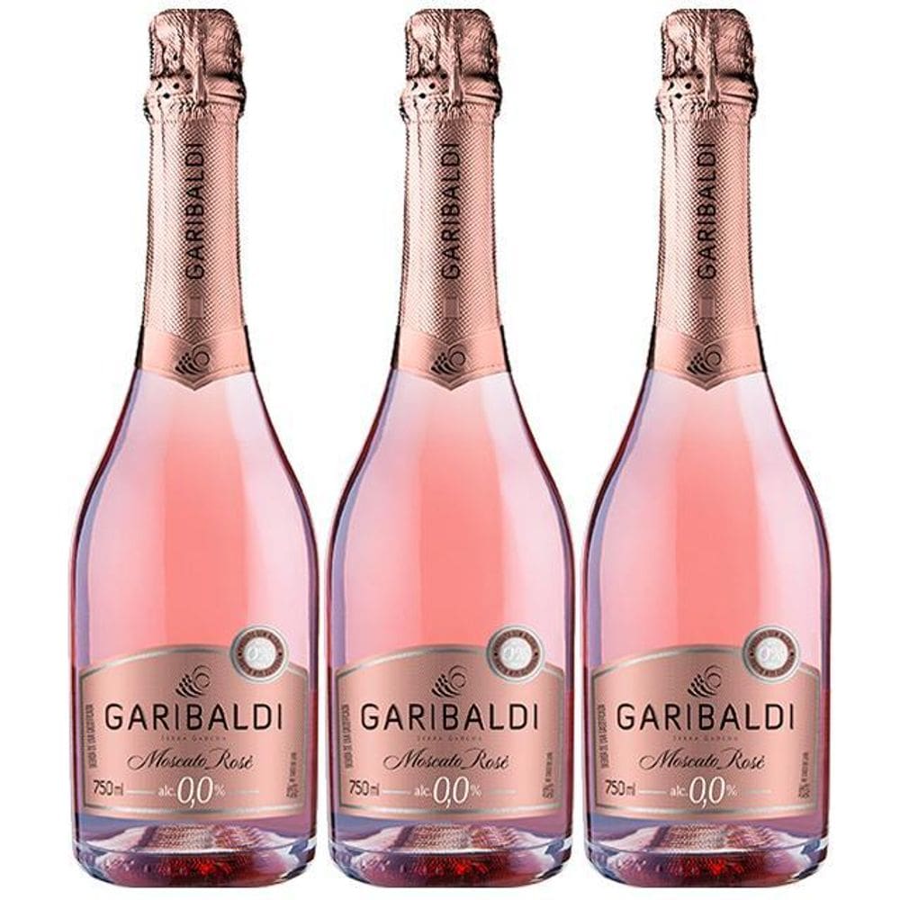 Kit 3 Gaseificado Sem Álcool Garibaldi Moscato Rose - 750Ml
