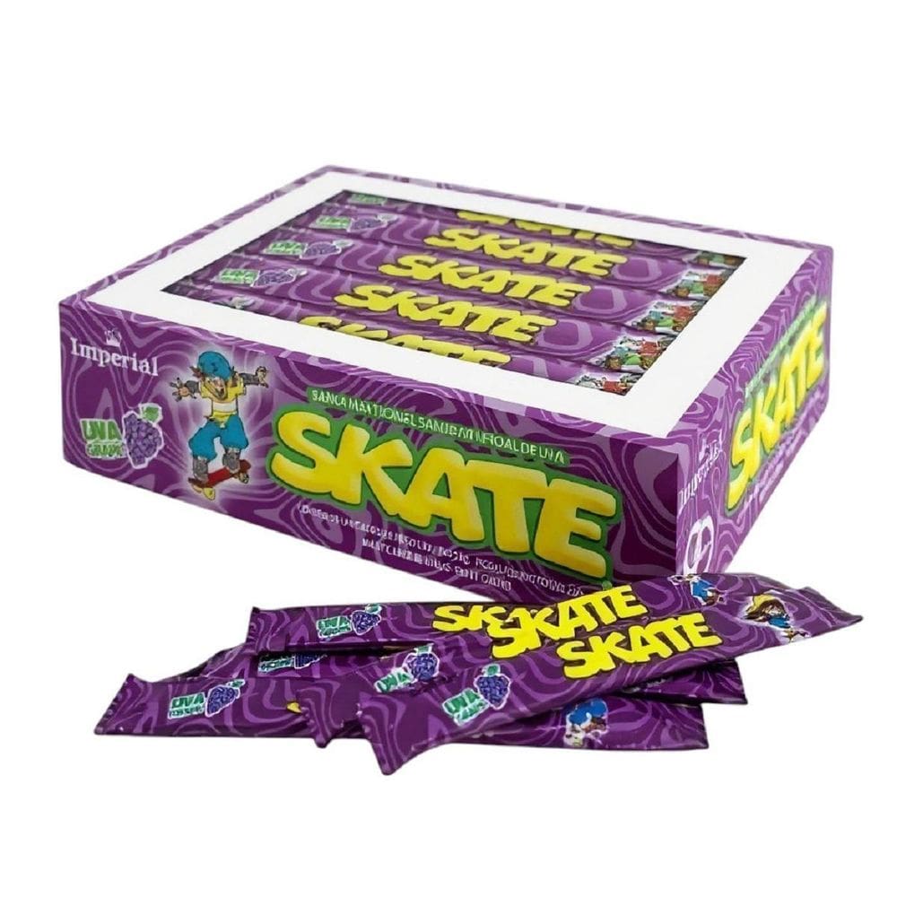 Pacote Bala Skate Sabor Uva Com 50 Unidades De 12 Gramas