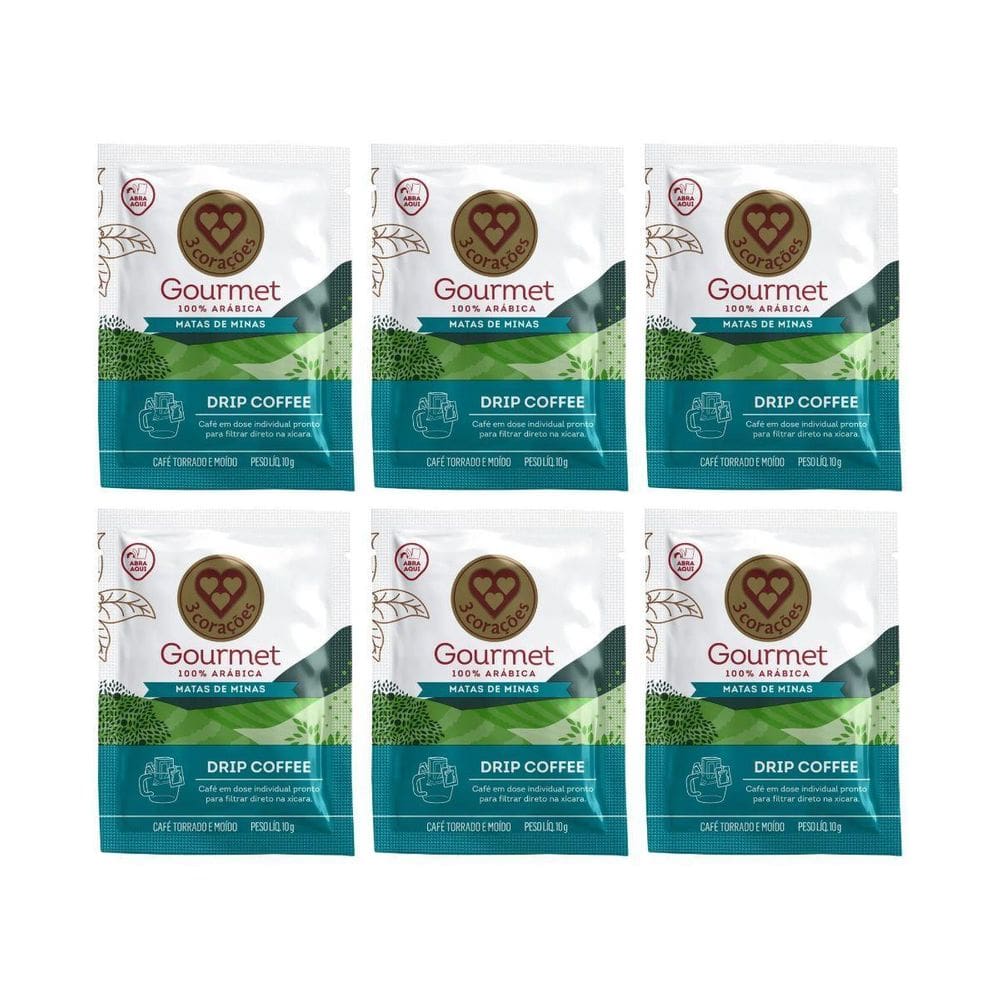 Kit 6 Café Drip 100% Arabe Gourmet Matas De Minas 10G