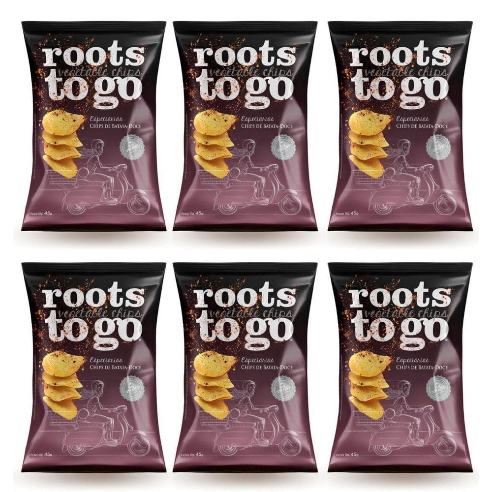 Kit 6 Chips Batata Doce Especiarias 45G Natural E Sem Gluten