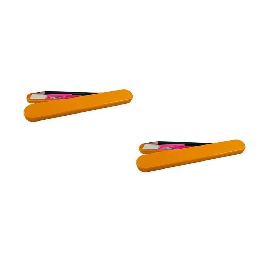 Kit 2 Mini Estojo Dourado Plástico