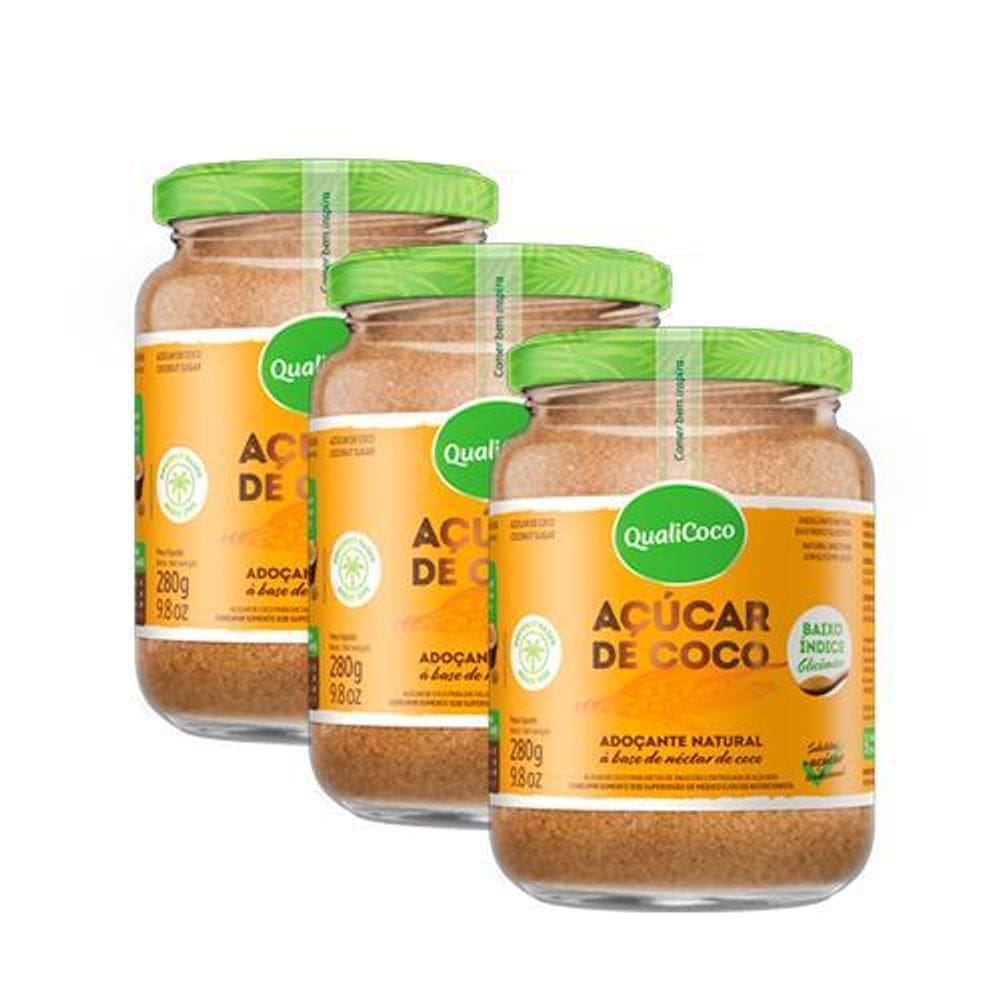 Kit 3X: Açúcar De Coco Qualicoco 280G