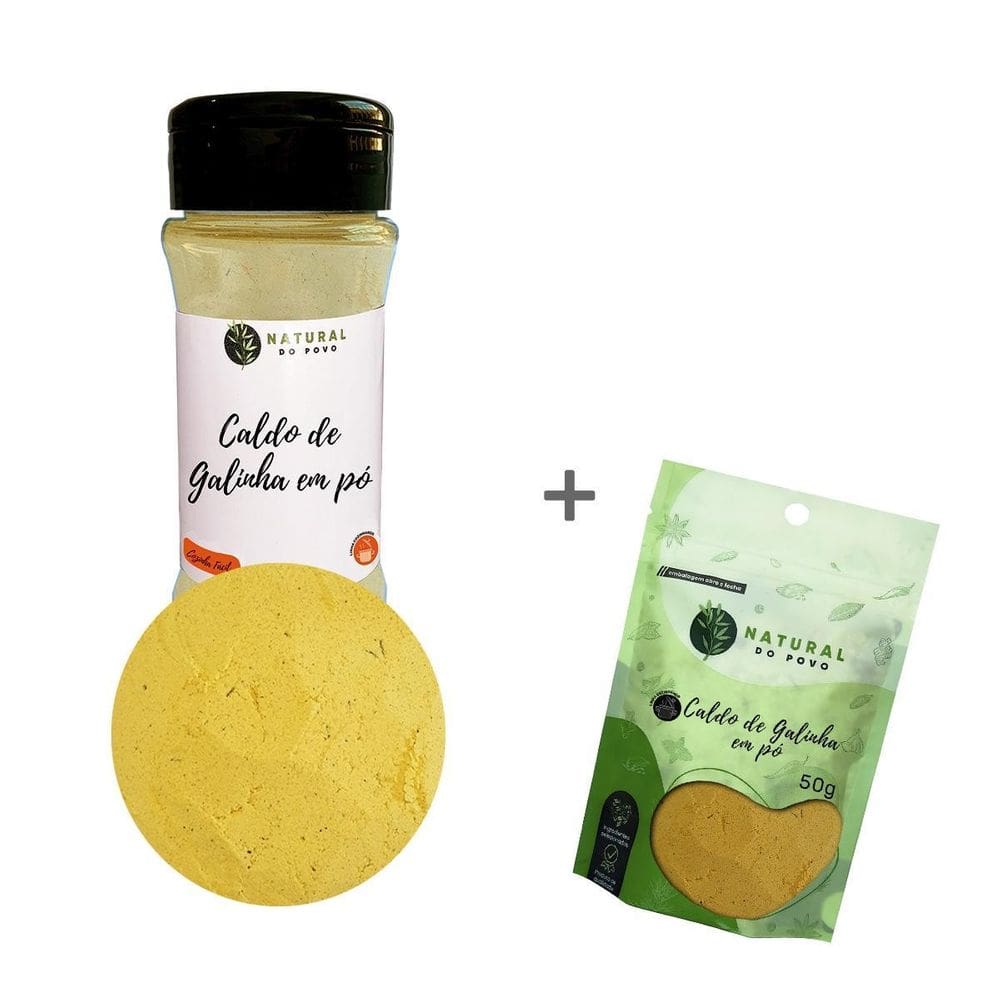 Caldo Galinha Em Pó Kit Premium Pote Com Dosador + Refil 80G