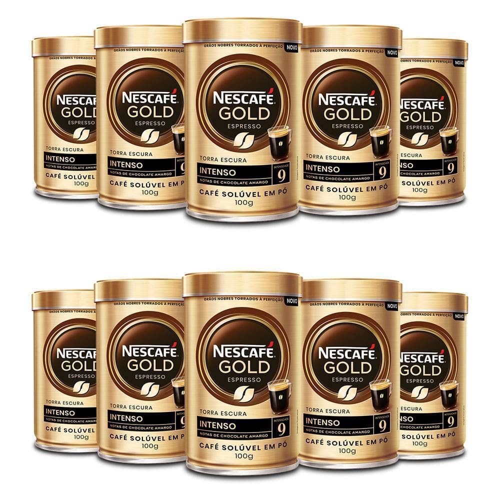 Café Solúvel Nescafé Gold Intenso Kit 10 Latas De 100G