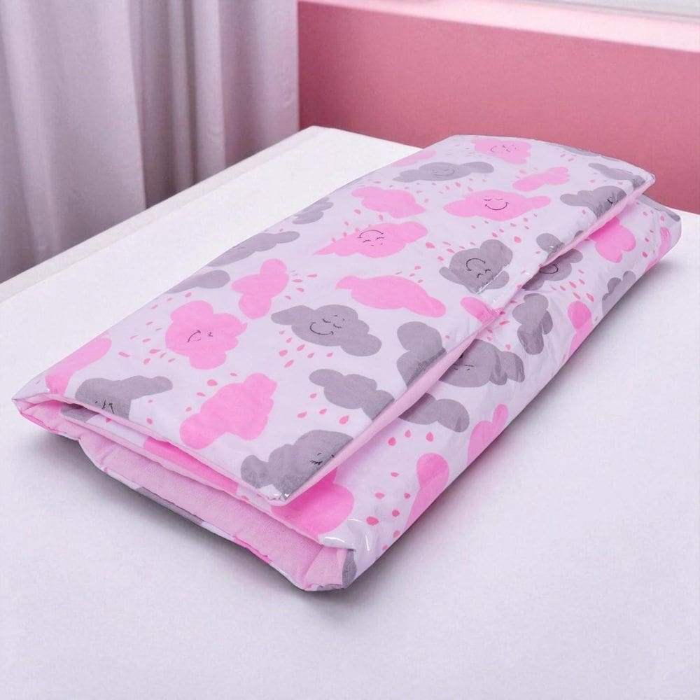 Trocador Portátil Fraldas Impermeável Para Bebê Nuvem Rosa