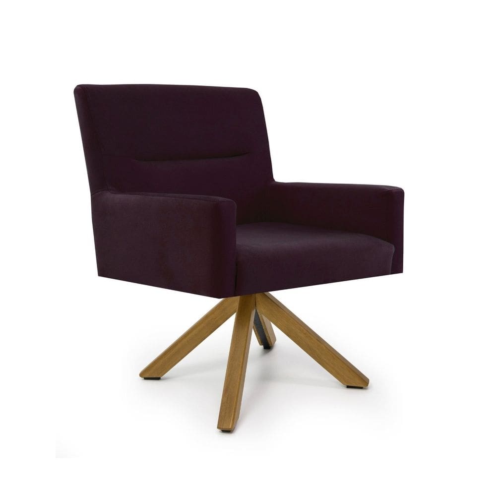 Poltrona para Sala de Estar Veludo Giratória Angel Uva