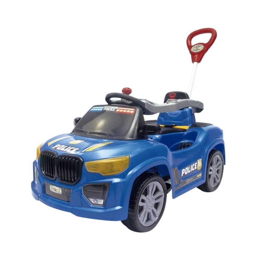 Carrinho Passeio Infantil Car Police Azul Alça De Segurança