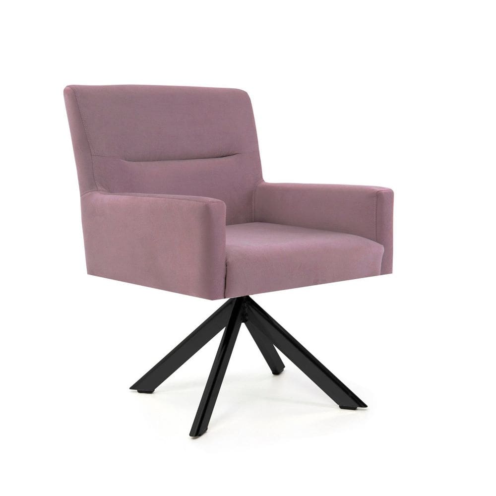 Poltrona para Sala de Estar Veludo Giratória Angel Rosa