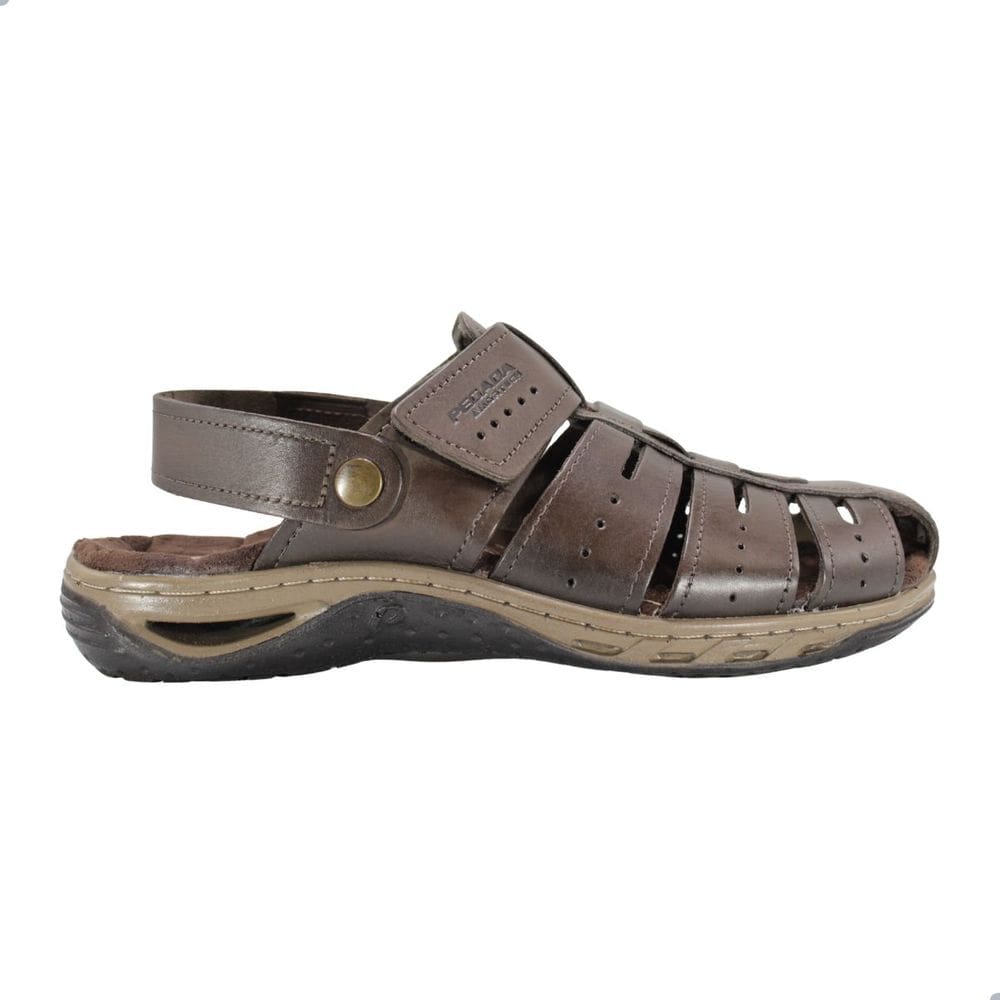 Sandália Masculino Pegada em Couro Cravo