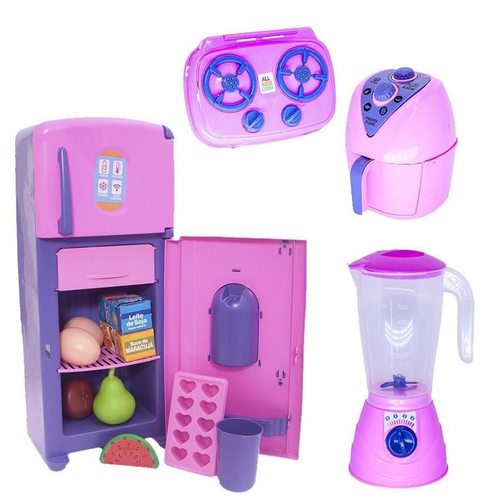 Brinquedo Cozinha Menina Geladeira Liquidificador Fogão 13P