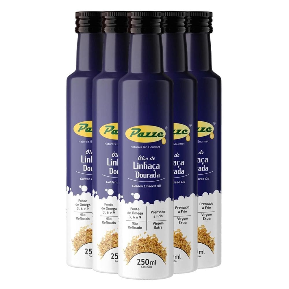 Kit 5 Óleo De Linhaça Dourada Extra Virgem Pazze 250Ml